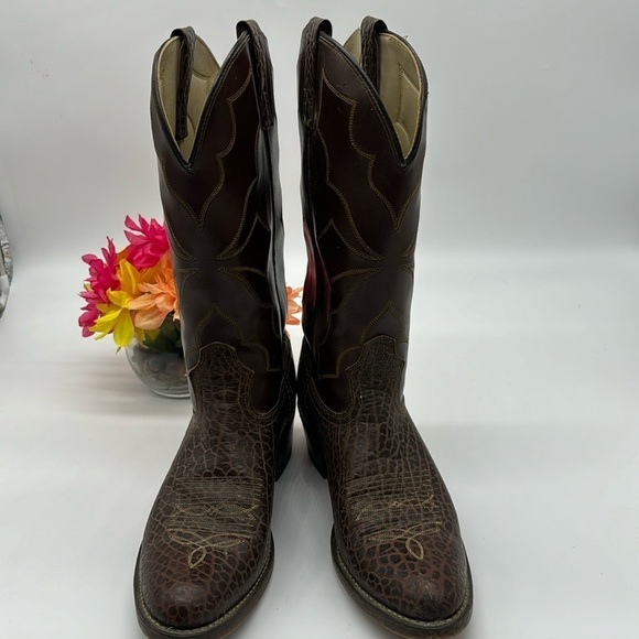 Acme Brown Leather Cowboy Boots Size 11 D COW5759 - Picture 2 of 7